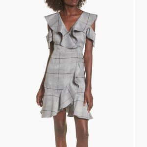 JOA cold shoulder ruffle dress